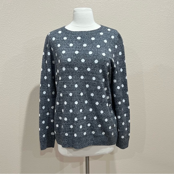 Charter Club Grey Marled Polka-Dot Sweater Size Large - Picture 2 of 8